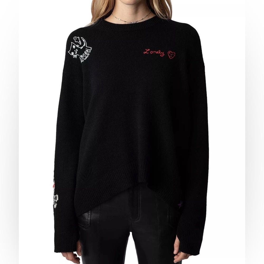 2024 Zadig & Voltaire Marcus Cat Sweater Pullover Jumper Top Size XS $598
